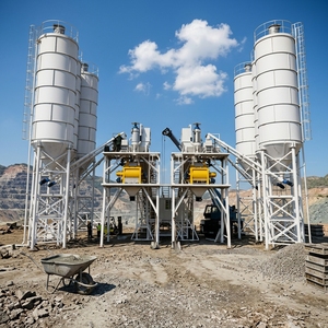 Centrale à béton pour travaux d'ingénierie civile 100m³/h avec contrôle PLC, silos de stockage de <span class=keywords><strong>ciment</strong></span> et d'additifs électriques 200KW - Product Image 6
