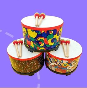เครื่องดนตรีเคาะจังหวะออร์ฟแบบขายส่ง กลองมือหนังแกะเทียมขนาด 10 นิ้ว ของเล่นกลองตีพื้นพร้อมไม้ตี ของเล่นดนตรีเพื่อการศึกษา - Product Image 6