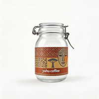 Pot à café en verre de 350 ml avec couvercle à clip hermétique, boîte hermétique pour grains de café, café lyophilisé, impression UV