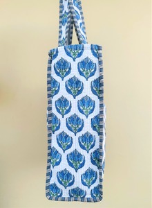 Designer Cotton Quilted Floral Block Print Tote <b>Bag</b> <b>Boho</b> Eco Friendly Handmade Shoulder Carry <b>Bag</b> - Product Image 3