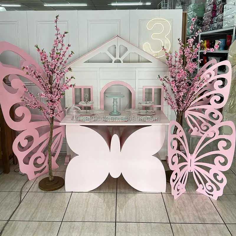 2024 Новый Свадебный декор стол плинтус праздничные мероприятия розовая бабочка торт стол для свадьбы