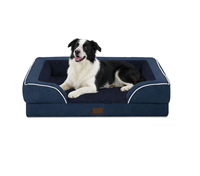 Lit pour chien et chat douillet et écologique pour l'hiver avec rembourrage en éponge, motif uni, matière en lin - Coussin de couchage confortable pour l'intérieur