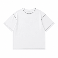 Camisetas Blancas Lisas con Cuello Redondo de Diseño Personalizado, Camisetas Blancas con Costuras en Contraste, Fabricante de Camisetas, Camiseta Casual de Alta Calidad