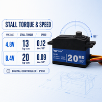 Servomoteur numérique HV à profil bas 20KG avec engrenages métalliques 8,4 Volts, vitesse rapide pour voiture RC de drift 1:10 et touring sur route