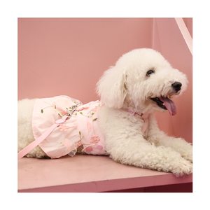Prodotti per animali domestici abbigliamento per cani abbigliamento gatto con fiocco in pizzo stile principessa rosa gonna può tirare imbracatura per animali - Product Image 1