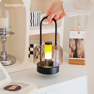مصباح طاولة لاسلكي قابل لإعادة الشحن USB درجة حرارة قابلة للتعديل/سطوع مرن ظل أكريليك مقبض بسيط بطارية ليثيوم حديثة - Product Image 1