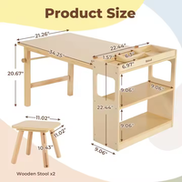 Ensemble table d'étude créative en bois pour enfants table d'étagère stéréoscopique avec armoire de rangement