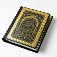 Journal intime de haute qualité estampage doré format A5 cahier à couverture rigide en cuir PU noir avec bord doré
