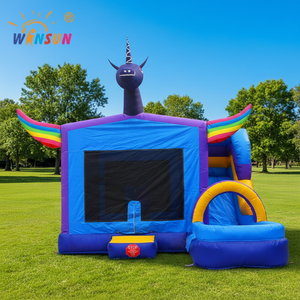 WINSUN Castillo Inflable de Unicornio, Trampolín Inflable de PVC con Diseño de Unicornio - Product Image 1