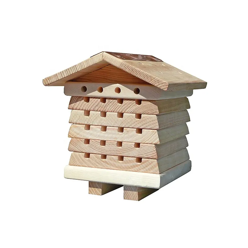 Maison d'abeille en bois personnalisée d'usine BSCI petit hôtel d'insecte pour les hôtels d'abeille de maçon de ruche d'abeille