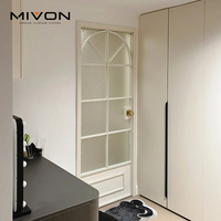 Puerta Francesa de Vidrio Ultra Transparente con Marco Delgado, Puerta Batiente de Aluminio Estrecho para Baño Principal de Lujo con Mármol