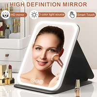 Miroir de Maquillage LED avec Éclairage pour Dortoirs Étudiants, Miroir de Coiffeuse de Bureau pour Femmes avec Lumière d'Appoint, Design Intelligent sur Pied, Miroir de Retouche Tactile