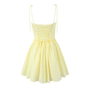 TAOP & ZA mujeres 2024 verano nueva <span class=keywords><strong>moda</strong></span> europea y americana Casual temperamento <span class=keywords><strong>hongo</strong></span> hueso de pescado bordado falda con tirantes - Product Image 2