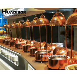 Huadison Hotel Supplies <span class=keywords><strong>Shafing</strong></span> <span class=keywords><strong>Dish</strong></span> Hang Rose Gold Chauffe-plat De lux Buffet à suspendre pour la restauration - Product Image 1