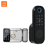 Cerradura Inteligente TYSH Tuya con Control Remoto, Wi-Fi, para Exteriores, Resistente al Agua, Doble Huella Dactilar, Tarjeta RFID Digital, Código, Sin Llave, Control por Aplicación, para Puertas de Madera