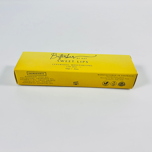 Boîte en carton longue jaune vif avec police manuscrite - Emballage haut <span class=keywords><strong>de</strong></span> gamme pour huile à lèvres hydratante - Product Image 3