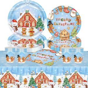 24Platos Desechables de Papel, Servilletas, Mantel, Juego de Cena Decorativo, Artículos para Fiestas de Navidad, Vajilla - Product Image 2