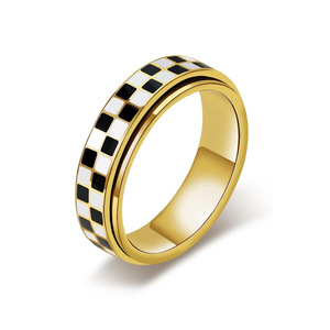 Classic Women Ring Racing <strong>Flag</strong> Black and White Chessboard Grid Rotatable Ring - Product Image 5