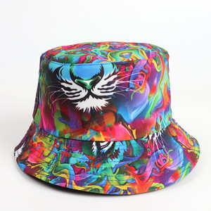 Sombrero de Pescador con Estampado de Tigre Colorido, 100% Poliéster, Unisex, Protección Solar, Sombrero de Playa, Impresión por Sublimación - Product Image 4