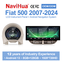 NaviHua Système Multimédia de Navigation GPS Automobile Amélioré avec Carplay, Écran Stéréo, Moniteur LCD, Tableau de Bord, Compteur de Vitesse pour Fiat 500 2007-2024