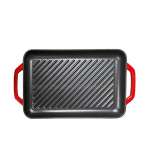 Enamel Cast Iron Double Handle flat grill plate pan Cookware Sets cooking set