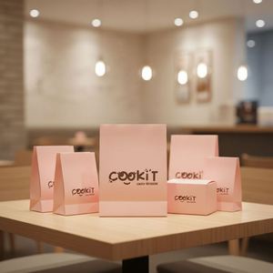 Bolsas de Papel Kraft Marrón con Asas, Personalizadas con Logotipo, Recicladas, para Ropa y Pequeños Negocios, Bolsas de Panadería Blancas y Rosas, Venta Directa de Fábrica - Product Image 2