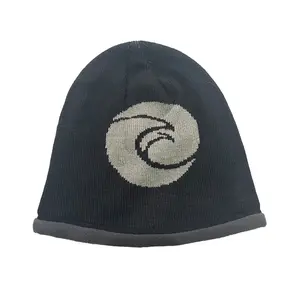 自制定制标志提花冬季保暖男士羊毛衬里豆豆帽子