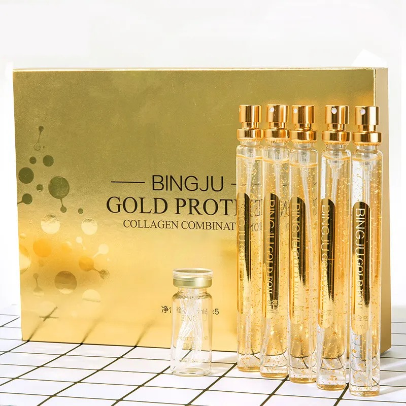 Cog Thread Lift Gold Protein Peptide Serum Facial Skin Care Firming Anti Wrinkles Gold Carved Protein Line Peptide Set