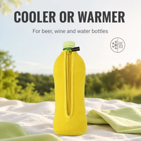 Refroidisseur de bouteille portable jaune en néoprène avec fermeture éclair et logo personnalisé |   Porte-bouteille d'eau isotherme avec fermeture à glissière