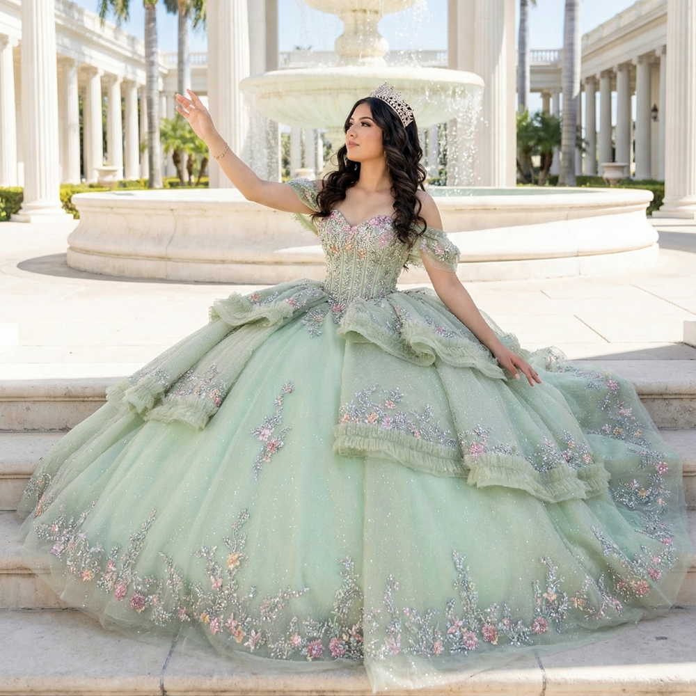 green emerald velvet dress JESSICA GUIPURE LACE AND SILK GOWN IN GREEN | CULT MIA main image 1
