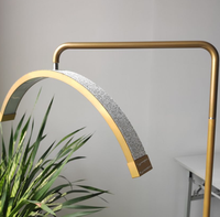 Lampe LED professionnelle dorée en forme de lune pour extensions de cils, éclairage annulaire pour lit de soin des cils, mobilier de salon de beauté