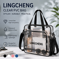 Sac de plage pliable en PVC transparent, grande capacité, écologique, réutilisable, avec fermeture éclair, personnalisable avec logo, vente en gros