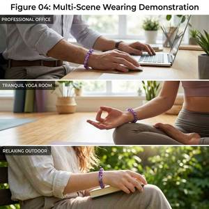 Bracciale con perline in pietra naturale di Avventurina e Ametista, 7 <span class=keywords><strong>Chakra</strong></span>, 6/8/10 mm, per cristalloterapia, unisex, personalizzabile all'ingrosso - Product Image 4