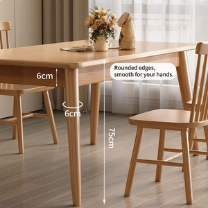 Modern Minimalist Solid Wood Rectangle Dining <b>Table</b> with Splayed <b>Legs</b> and 4 Matching Chairs for Family Dinner Hotel Apartment - Product Image 5
