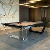 Table de billard haut de gamme en bois massif, nouveau design avec pieds en acrylique, plateau en ardoise de luxe, 8 pieds, pour loisirs intérieurs à la maison, villa ou complexe hôtelier