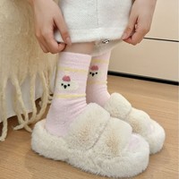Chaussettes d'hiver douillettes pour femmes, mignonnes, épaisses, mi-mollet, en polaire, type pantoufle, thermiques, confortables pour la maison, personnalisables, OEM, vente en gros