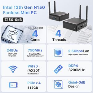 2024 mới <span class=keywords><strong>Intel</strong></span> MINIX NEO Z150-0dB Alder lakey-n N150 tiêu thụ thấp win11 không Quạt Mini PC chơi Game 16GB DDR4 512GB PCIe Mini PC - Product Image 6