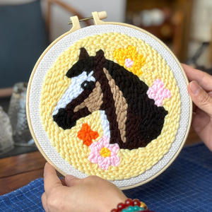 Animale Poke Art appeso dipinto filato ricamo fatto a mano fai da te materiale Kit per ricamo cavallo di <span class=keywords><strong>pecora</strong></span> cucito - Product Image 3