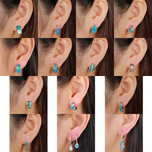 أقراط عقيق اصطناعية من الفضة الإسترلينية بتصميم بسيط مبيع بالجملة - Product Image 6