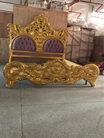 Ensemble de chambre à coucher avec marqueterie sculptée en bois classique Lit à baldaquin à baldaquin Style Rococo français de luxe Meubles de maison King Size 5 ensembles