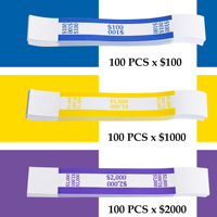 Sangles de billets autocollantes imperméables et colorées L LIKED 29x192mm, faciles à utiliser, personnalisables, couleurs assorties, pour billets de 100 $/1000 $/2000 $