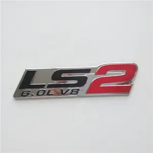 Letras emblema de carro ls.2, emblema de metal, cromado, preto, vermelho com letras azuis