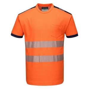 PORTWEST - T181ONRM PW3 Camiseta de manga corta naranja/azul marino de alta visibilidad-EAN 5036108309399 ROPA DE TRABAJO DE LA HI-VIS - Product Image 1