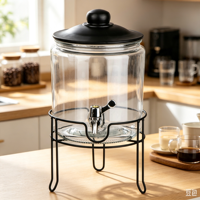 Glazen dranken dispenser met grote capaciteit, metalen standaard, voedselveilige, luchtdichte, BPA-vrije glazen deksel voor thuis, fruitfermentatie, koude dranken