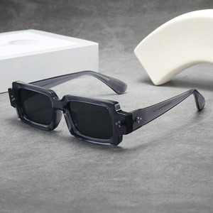 Damen Luxus Retro Unisex Sonnenbrille Hochwertige Erwachsene Vintage Schmales Rechteck Grüner Rahmen Schwarz Rosa Linse PC Anpassbar - Product Image 3