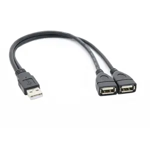 Factory direct USB 2.0 A Male To 2 Dual USB Female Jack Y Splitter Hub Power Cord Adapter Cable