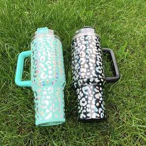 Wholesale Bulk <b>40oz</b> Vinyl Wrap Decal Leopard Print Stainless Steel 40 Ounce <b>Tumbler</b> Outdoor Camping Cup Coffee Mug <b>With</b> <b>Handle</b> - Product Image 5