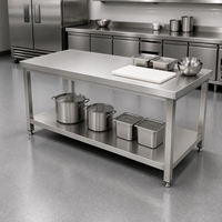 Table de travail en acier inoxydable pour usage commercial, table de cuisine en acier inoxydable avec étagère inférieure pour boulangerie, café, préparation culinaire