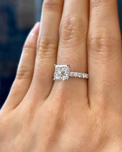 2.00CT Princess Cut Lab Grown <b>Diamond</b> Engagement <b>Ring</b> with Pave Band in 14K Gold Elegant Bridal Fine Jewelry Gift - Product Image 5