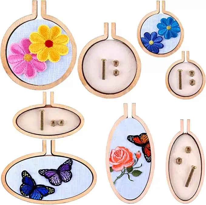 Mini Ring Embroidery Hoop Wooden Small Round Circle Cross Stitch Hoop Ring for Jewelry DIY Sewing Pendant Frame